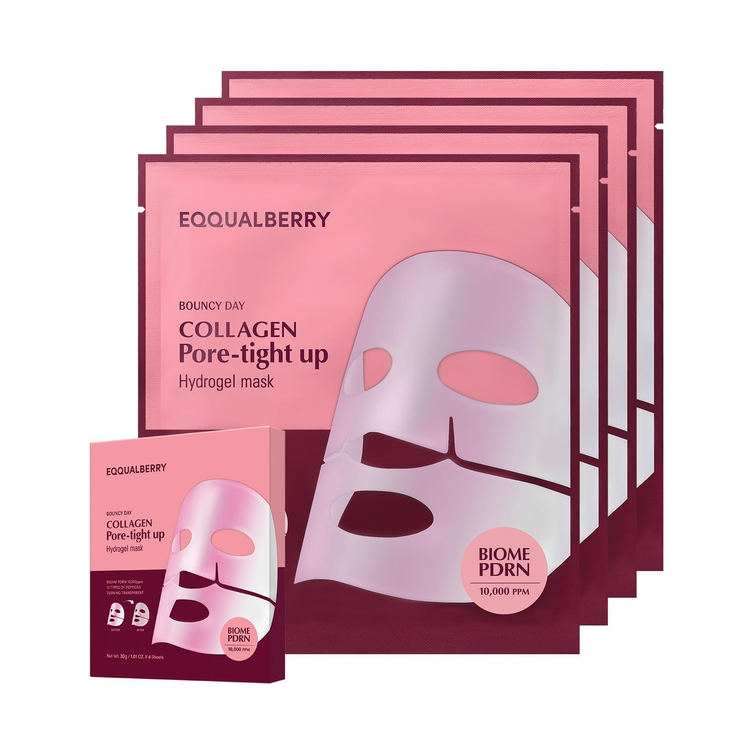 EQQUALBERRY - Collagen Pore-tight up Hydrogel Mask Set [4x sheets]